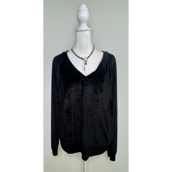 Michael Stars Sweaters - Michael Stars Women's Medium Black Crushed Velvet Long Sleeve Top Luxe Feel
